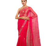 Pink Pure Georgette Lehariya Saree | Aari, Sequin & Resham Work | Jaipurio Designer Collection